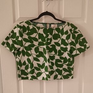Kate Spade Green Leaf Print Crop Top